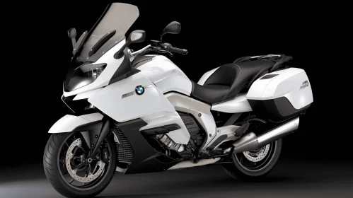 White BMW K1600R Motorcycle on Black Background | Textured Shading