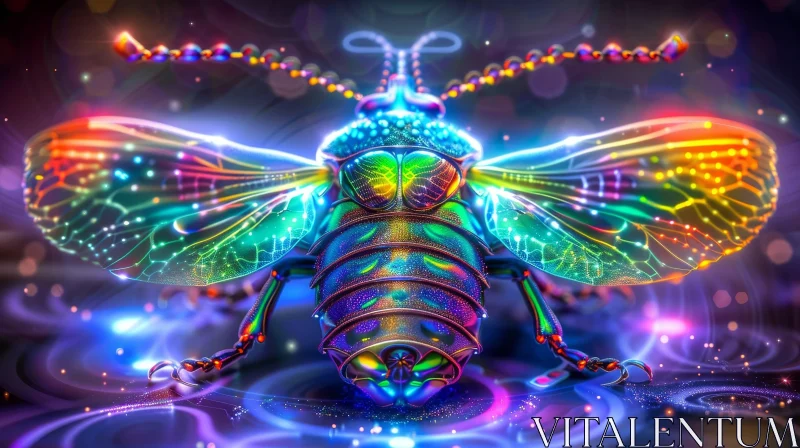 AI ART Biomechanical Beetle Digital Painting - Surreal Night Sky Artwork