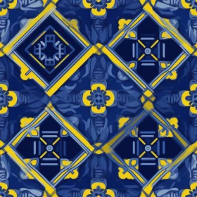 Blue and Yellow Geometric Tile Pattern