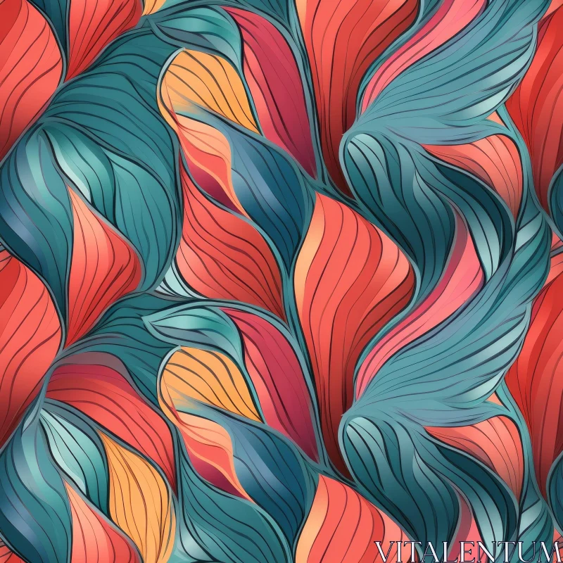 Colorful Waves Seamless Pattern - Dreamy Design AI Image
