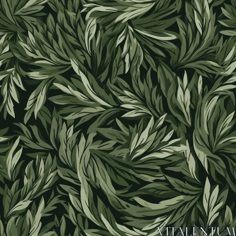 Dark Green Leaves Pattern for Backgrounds and Textures AI Image