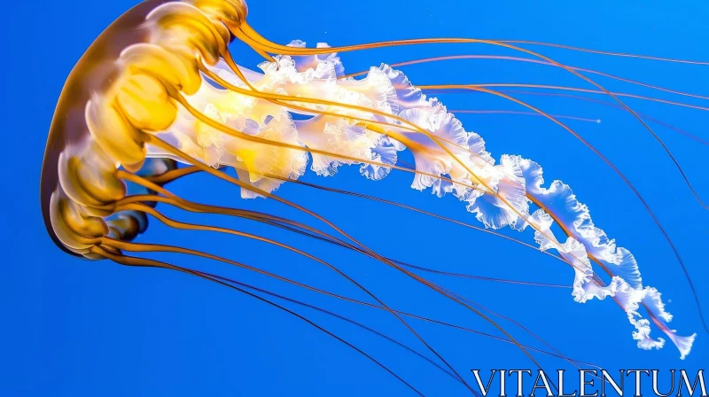 AI ART Graceful Jellyfish in Aquarium - Bell-shaped Body and Trailing Tentacles
