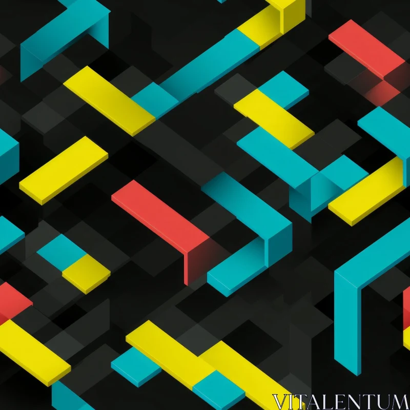 Isometric Blocks Pattern in Modern Design AI Image