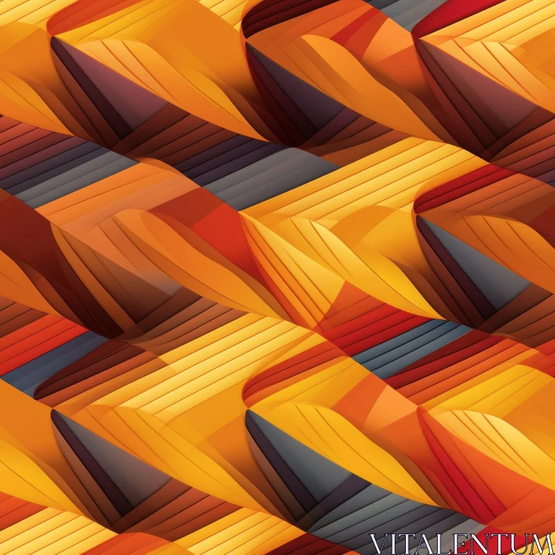 Warm-Colored Abstract Curved Shapes Pattern AI Image