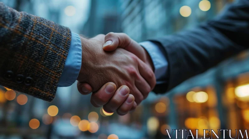Businessmen Handshake Outdoors - Close-up AI Image