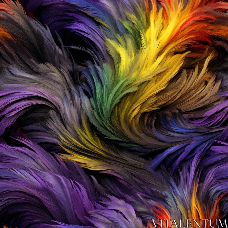 AI ART Colorful Feathers Seamless Pattern - Swirling Design