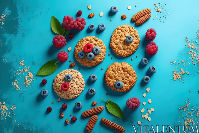 Colorful Oat Cookies with Berries and Nuts | Hyper-Realistic Animal Portraits AI Image