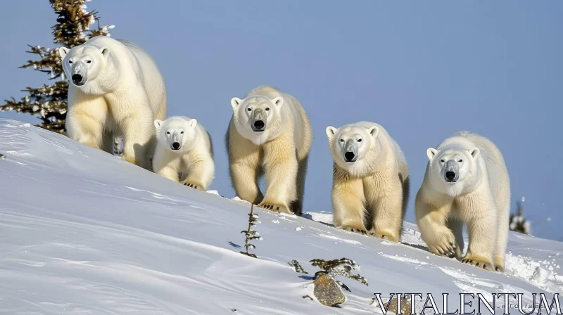 Majestic Polar Bears in Snowy Landscape AI Image