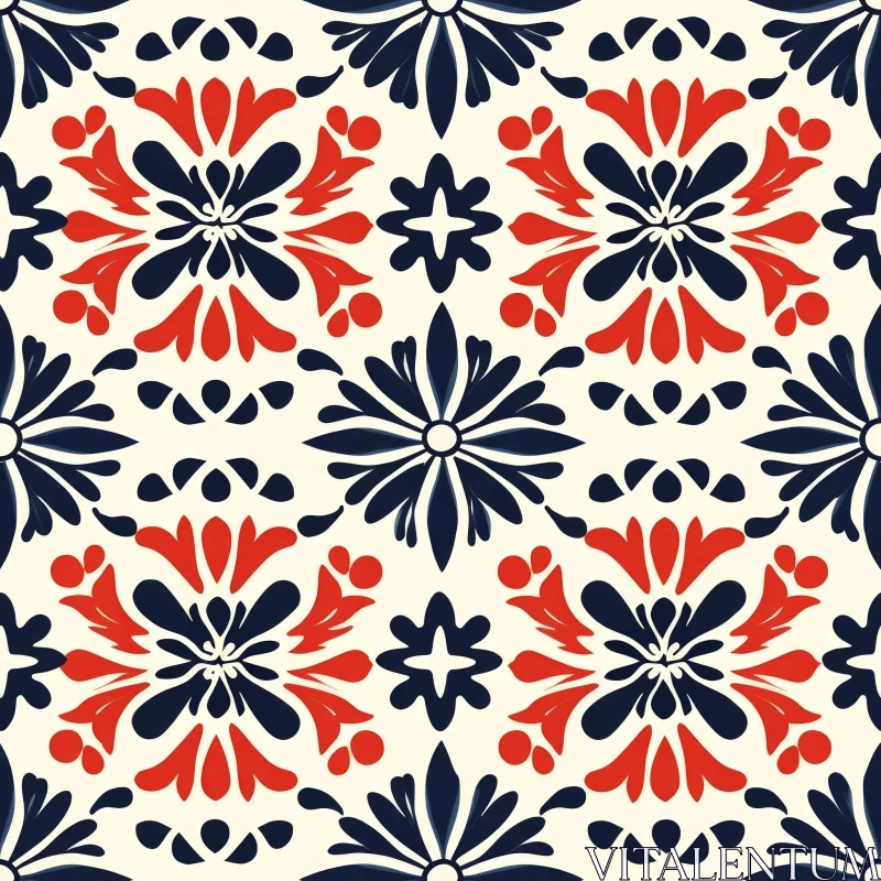Mexican Talavera Inspired Floral Tile Pattern AI Image