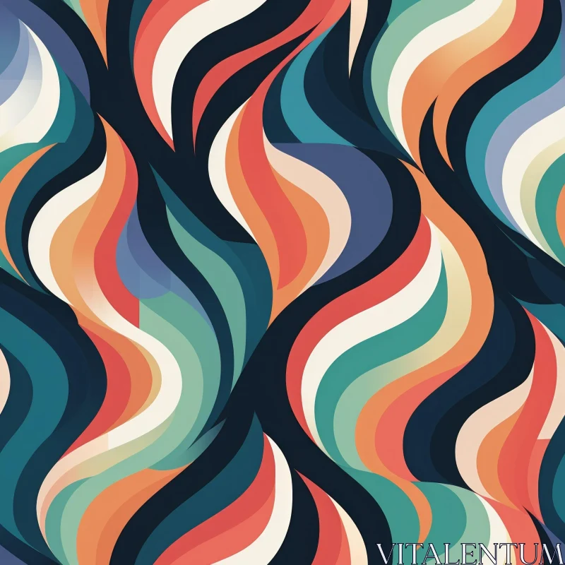 Multicolored Waves Grid Pattern AI Image