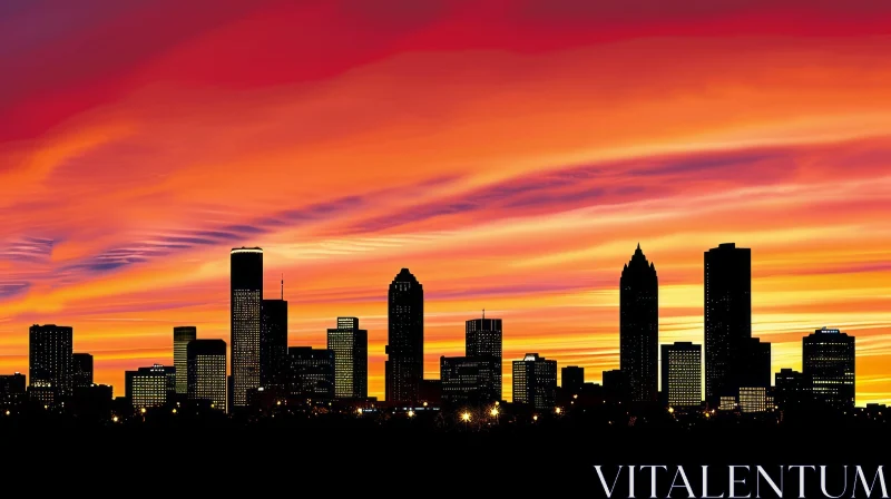 AI ART Atlanta Skyline Sunset - Serene Urban Beauty
