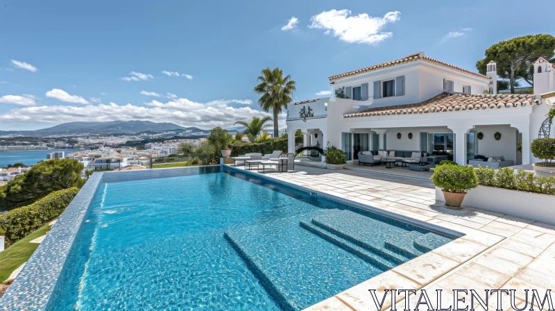 Breathtaking Villa with Swimming Pool and Sea View AI Image