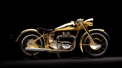 Captivating Gold Motorcycle Art | 1940s-1950s Style | Bold Chromaticity