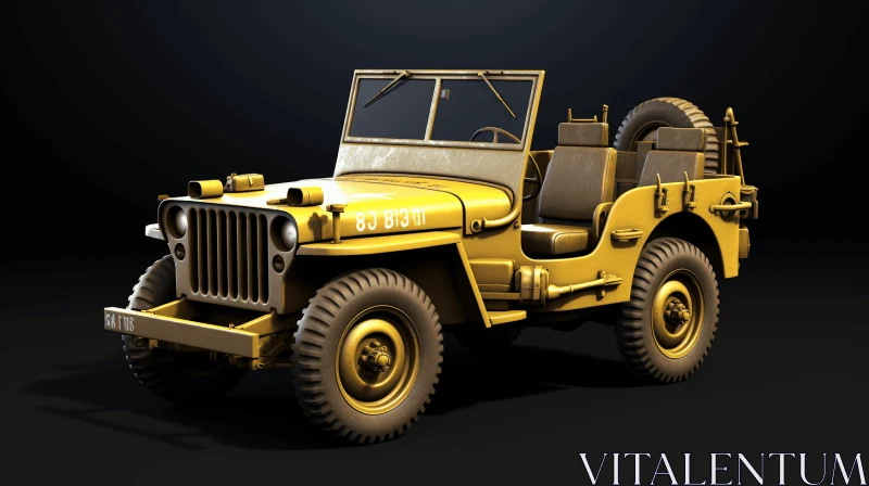 Captivating Yellow Military Jeep Artwork | Meticulous Detailing AI Image