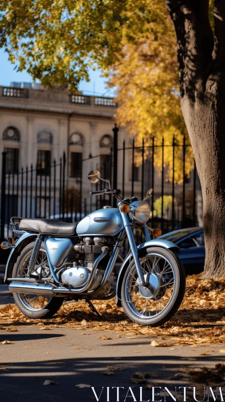 Classic Elegance: Captivating Motorbike in Light Azure and Silver AI Image