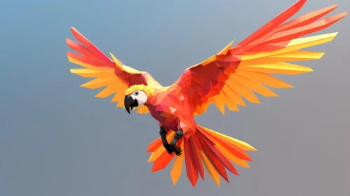 Colorful Low Poly Parrot in Flight