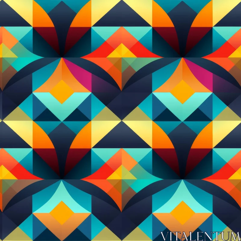 Colorful Retro Geometric Pattern - Seamless Design AI Image