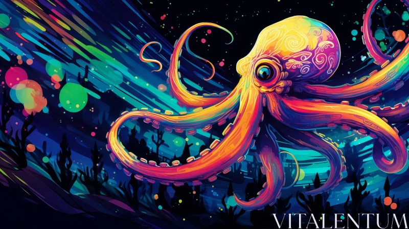 Enigmatic Octopus Painting AI Image