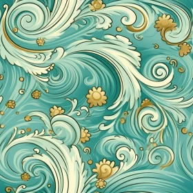 Vintage Floral Pattern with Acanthus Leaves and Yellow Flowers