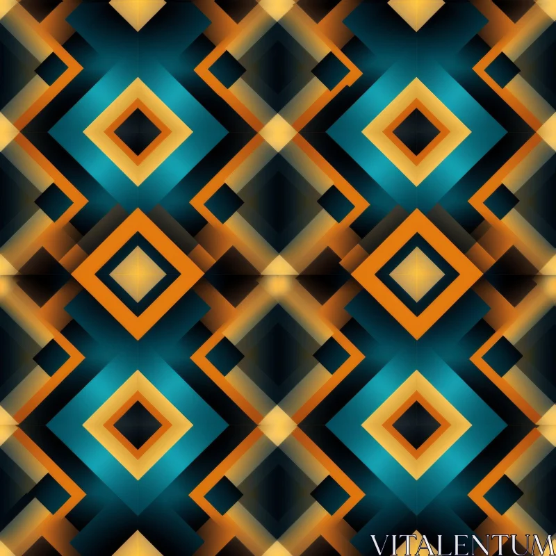 Blue and Orange Diamond Geometric Pattern AI Image