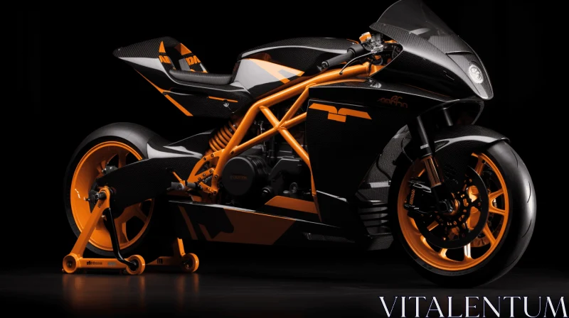 Captivating Black and Orange Motorcycle in 3D | Precision and Detail-oriented AI Image