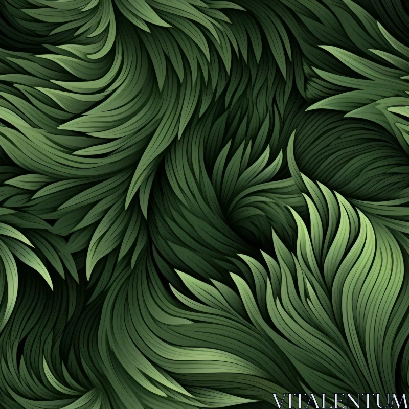 AI ART Dark Green Leaves Pattern - Relaxing Nature Design