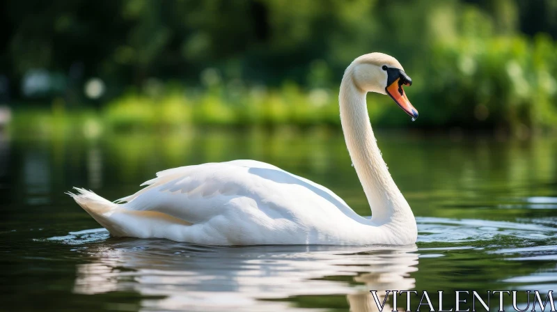 Graceful Swan in Tranquil Lake AI Image