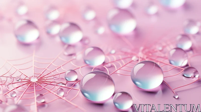 Pink Surface Water Droplets Close-Up AI Image
