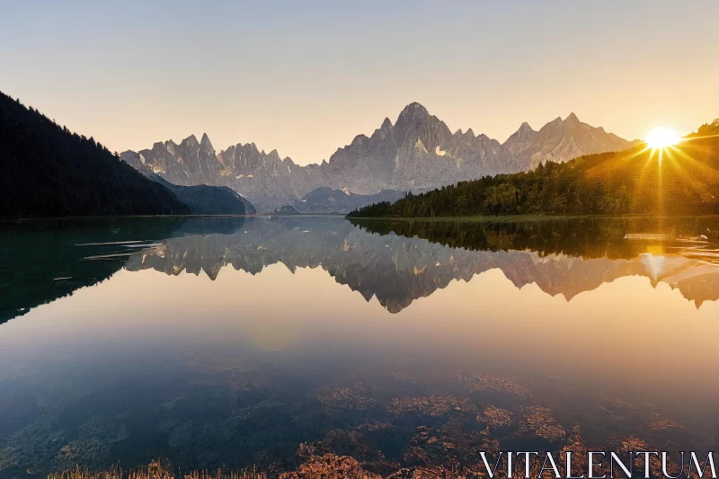 Serene Mountain Lake Reflection | Nature Photography AI Image