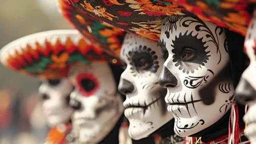 Traditional Mexican Calavera Makeup for Day of the Dead Celebration