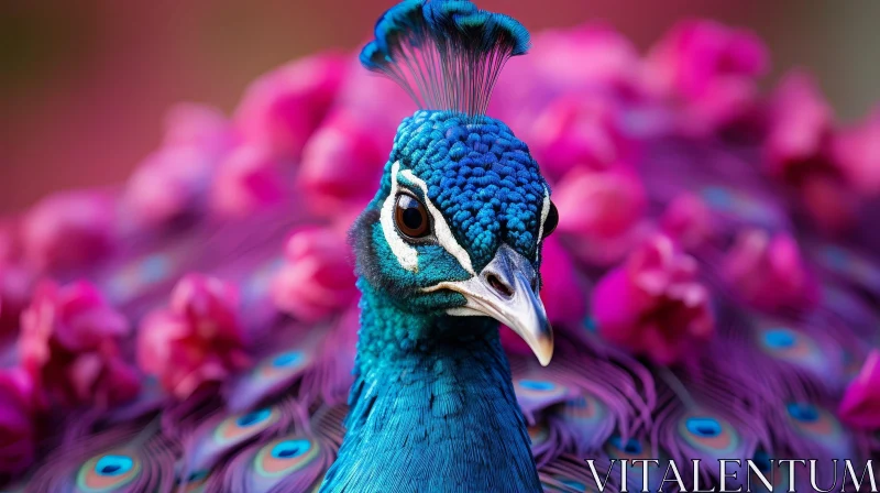 Beautiful Peacock Feathers Close-Up AI Image