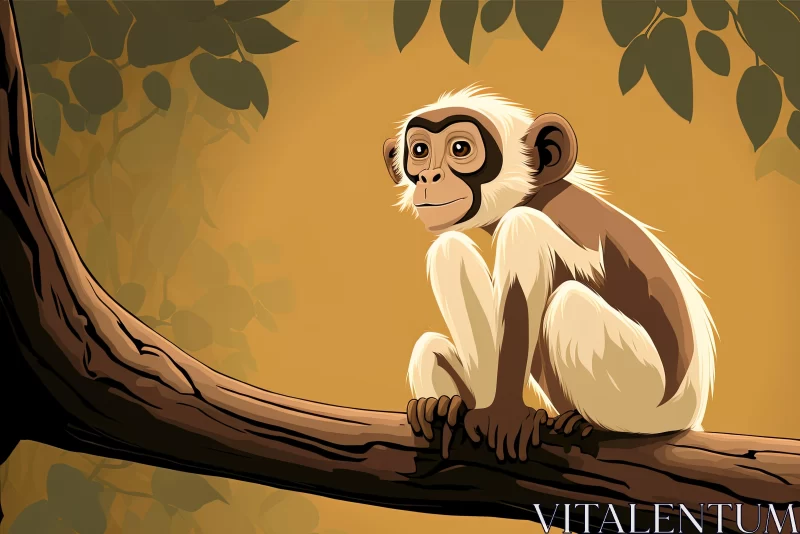 Captivating Monkey on Tree Branch - Speedpainting Style AI Image