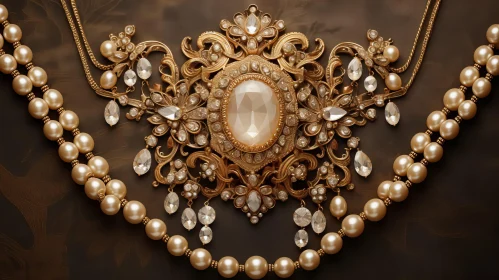 Elegant Gold and Silver Necklace with Pearls and Diamonds