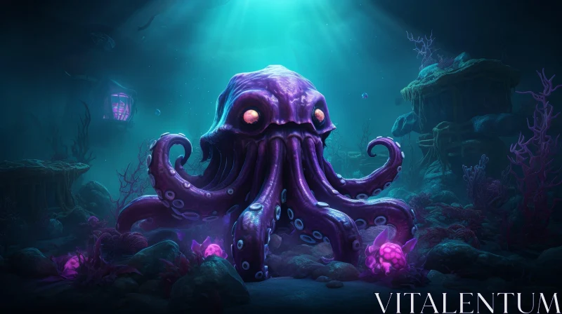 Enchanting Octopus in Coral Reef - Digital Art AI Image