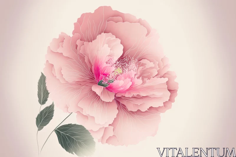 Exquisite Pink Flower Illustration | Realistic Detailing | Vintage Elegance AI Image