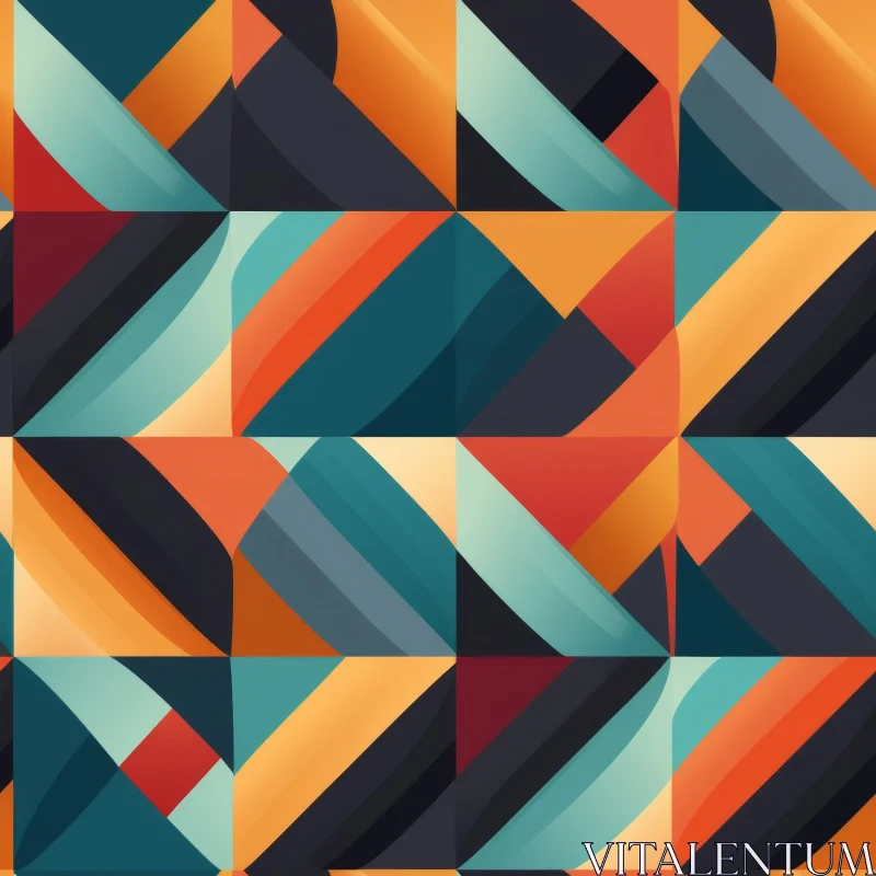 Intriguing Geometric Pattern in Orange, Blue, Green, and Black AI Image