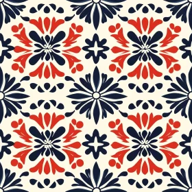 Mexican Talavera Inspired Floral Tile Pattern