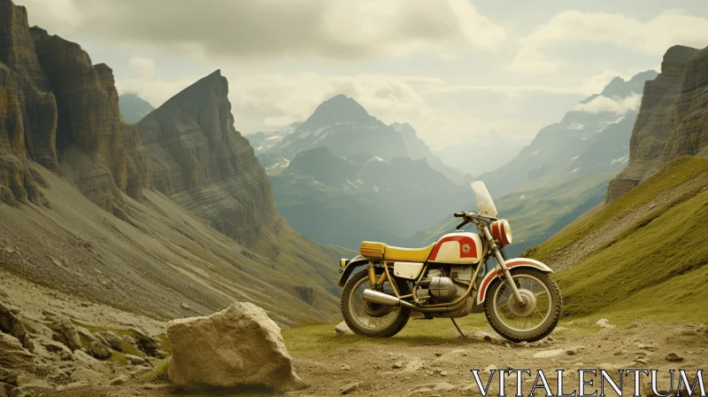 Motorcycle on Mountain: A Hyperrealistic Journey AI Image