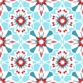 Red and Blue Floral Pattern on White Background