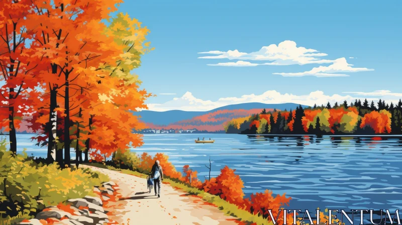 AI ART Tranquil Fall Landscape with Colorful Foliage