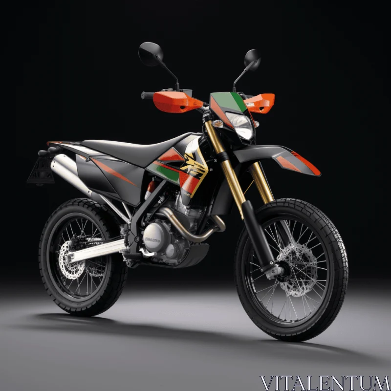 Vibrant Dirt Bike in Green, Orange, Yellow, and Black | Fusion of Eastern and Western Styles AI Image