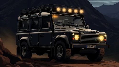 Black Land Rover Defender 110 in Mountain Adventure