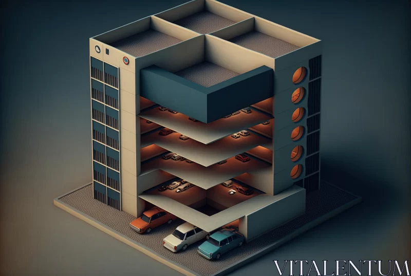 Captivating 3D Parking Garage with Low Poly Design AI Image