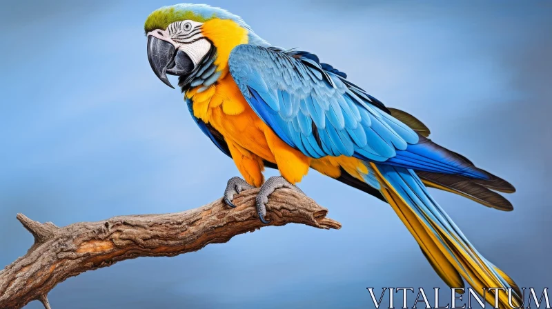 Colorful Blue-and-Yellow Macaw Perched on Branch in South America AI Image