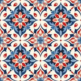 Colorful Floral Tiles Seamless Pattern
