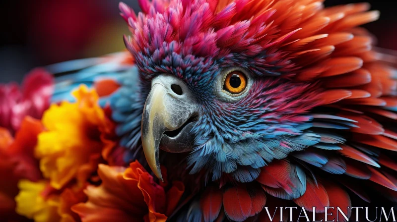Colorful Parrot Head Close-up Photo AI Image