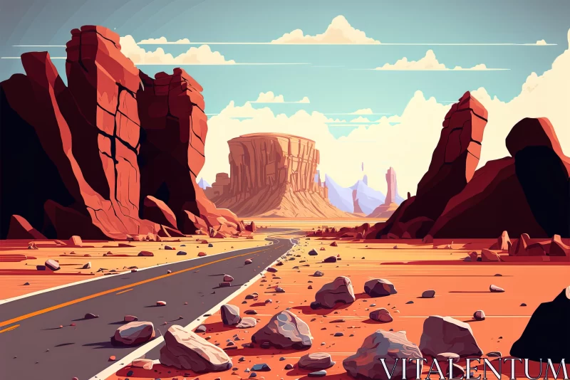 Desert Road Illustration | Vibrant Pop Art Style AI Image