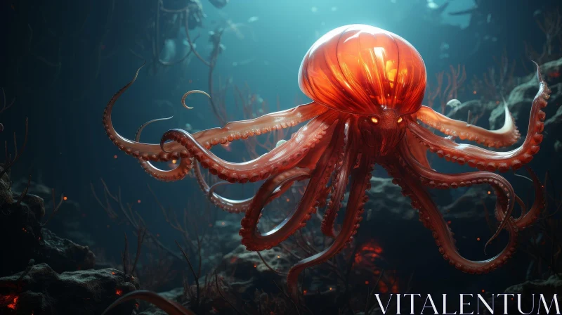 Enigmatic Giant Octopus Digital Painting AI Image