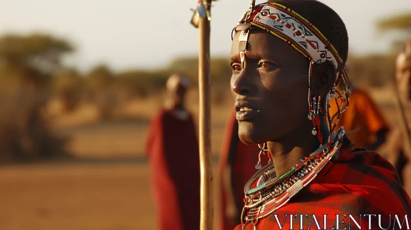 Portrait of a Young Samburu Tribesman in Traditional African Attire AI Image