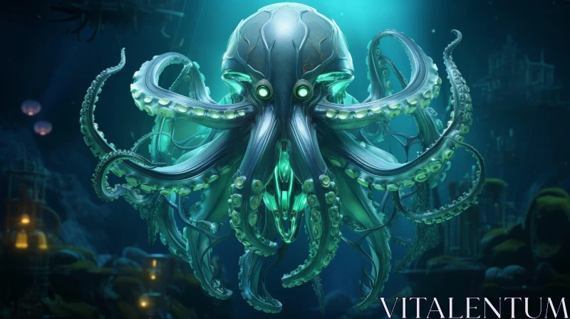 AI ART Steampunk Octopus Digital Painting